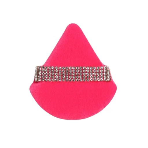 Éponge à maquillage triangulaire en velours 7 x 6,5 cm, outil cosmétique avec bande diamantée, applicateur de maquillage fin