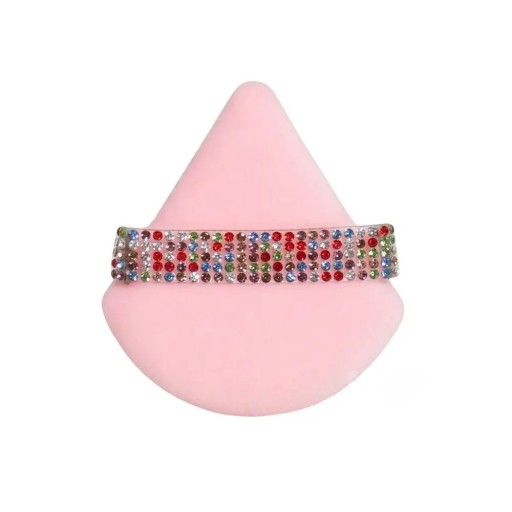Éponge à poudre triangulaire 7 x 6,5 cm, éponge de maquillage en velours, outil de maquillage pour le visage, bande de diamant colorée, outil cosmétique