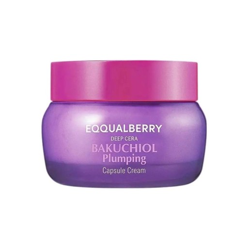 EQQUALBERRY Bakuchiol Plumping Capsule Cream ansiktskräm med bakuchiol lila kapselkräm för hudvård