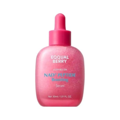 EQQUALBERRY NAD+ Peptide Boosting ansigtssérum 30 ml fugtgivende pleje af huden rosa serum med peptider og pipette