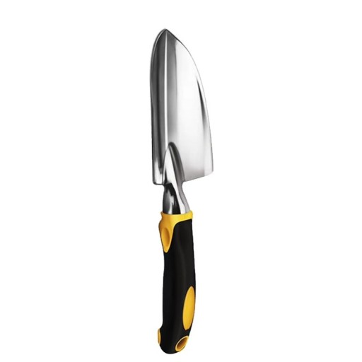 Ergonomische Gartenkelle aus rostfreiem Stahl in Schwarz-Gelb zum Pflanzen, Umpflanzen, Jäten, Graben und Arbeiten mit Erde