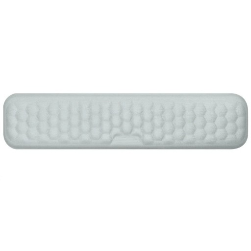 Ergonomiskt handledsstöd framför tangentbordet 440 x 80 x 20 mm Massageyta i minnesskum Stödjer händerna vid skrivning utan smärta