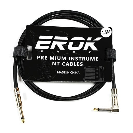EROK Gitár audio kábel 1,5m 6,35 mm férfi–férfi Zajcsökkentő árnyékolt kábel elektromos gitárhoz, basszusgitárhoz és pedál effektekhez