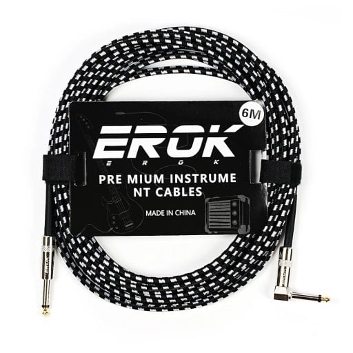 EROK Gitár audio kábel 6 m 6,35 mm hím–hím Zajzós csavarozott kábel elektromos gitárhoz, basszusgitárhoz, pedálokhoz és univerzális használatra