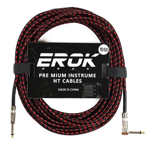 EROK Kytarový audio kábel 10 m 6,35 mm samec–samec Protišumový opletený kábel pre elektrickú gitaru, baskytaru, klávesy a pedálové efekty EROK Kytarový audio kábel 10 m 6,35 mm samec–samec Protišumový opletený kábel pre elektrickú gitaru, baskytaru, klávesy a pedálové efekty