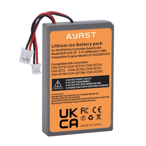 Ersatzakku 2000 mAh für Sony PS4 DualShock 4 V1 V2 LIP1522 KCR1410 GamePad, kompatibel mit PS4-, PS4 Slim- und PS4 Pro-Controllern
