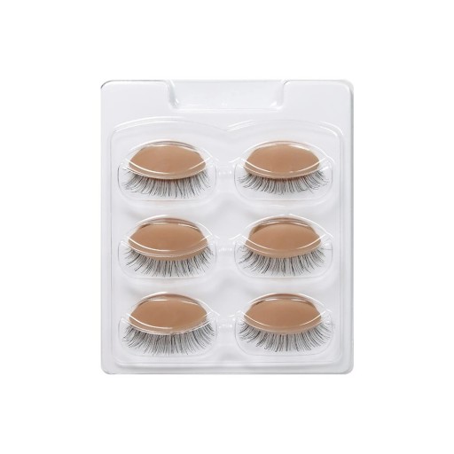 Ersatzdeckel mit Wimpern aus weichem PVC für Wimperntraining 6 Paare Mix aus Längen und Dichten Abnehmbare Deckel für Übungsköpfe Kosmetisches Training