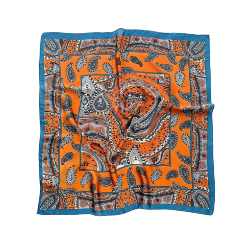 Eșarfă din mătase fină 70 x 70 cm Eșarfă pătrată de lux pentru gât și cap Motiv paisley din cașmir Stil oriental Modă elegantă de primăvară-vară