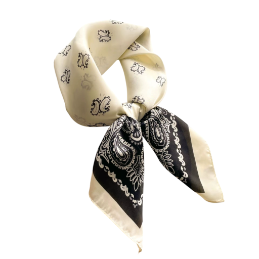 Eșarfă elegantă din mătase 70 x 70 cm Eșarfă pătrată de lux pentru gât și cap cu model paisley oriental din cașmir Primăvară Vară Modă
