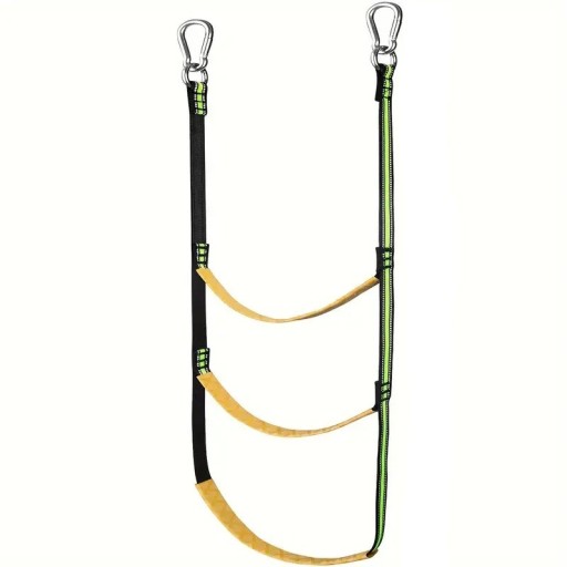 Escalera de cuerda de acceso para barcos 3 peldaños capacidad 200 kg longitud 98 cm nylon con mosquetones de acero inoxidable negro-amarillo para yates botes y kayaks