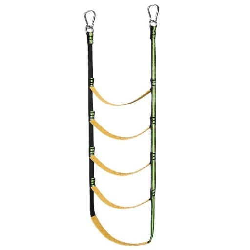Escalera de cuerda de embarque para barcos 5 peldaños capacidad 200 kg longitud 159 cm nylon con mosquetones de acero inoxidable Verde-amarillo para yates botes y kayaks