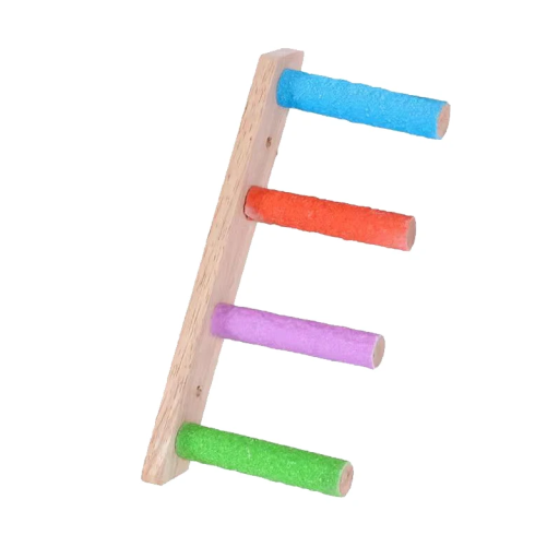 Escalera de madera para loros 22 x 9 cm Estructura de escalada natural con 4 peldaños para la jaula Juguete para pájaros Desarrollo del movimiento