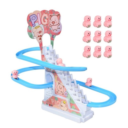 Escaliers roulants avec toboggan et neuf animaux