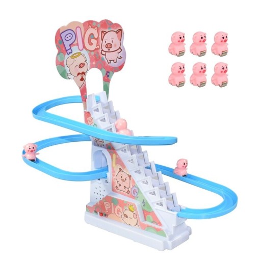 Escaliers roulants avec toboggan et six animaux