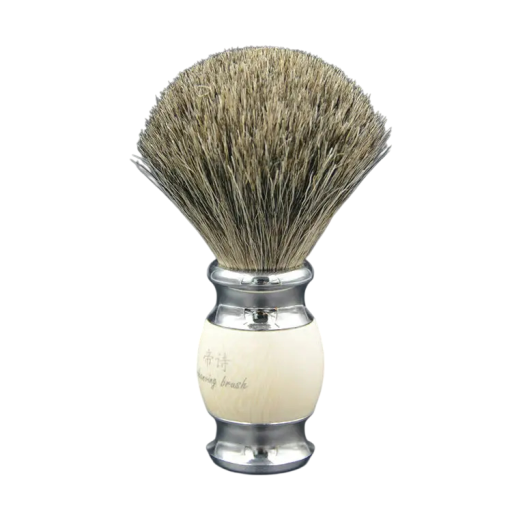 Escova de barbear profissional diâmetro da cabeça 60 mm altura 115 mm pelos de texugo base metálica com cabo de resina cuidados com a barba e cabelo
