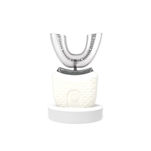 Escova de dentes eléctrica em forma de U 360° com luz azul Escova de dentes inteligente recarregável para adultos com efeito de branqueamento de dentes 11,5 x 6 x 2,5 cm