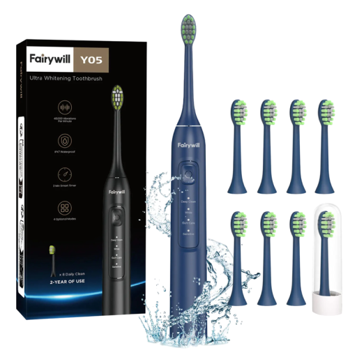 Escova de dentes elétrica sónica com carregamento USB à prova de água IPX7 8 cabeçotes de substituição 30s lembrete 2 minutos temporizador Carregamento rápido