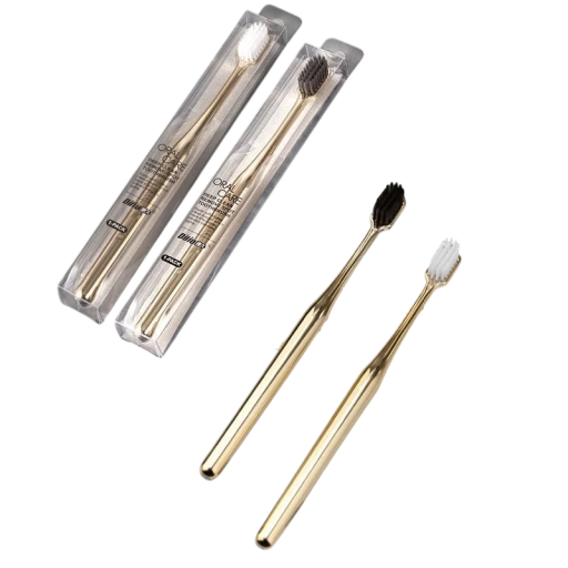 Escova de dentes manual dourada para adultos Soft com cerdas suaves Escova para dentes e gengivas sensíveis Escova manual para higiene oral diária