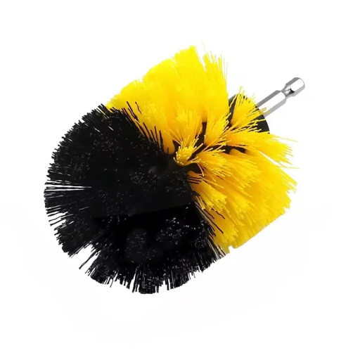 Escova redonda de nylon para berbequim 8,8 cm com haste de 1/4" Cabeça de limpeza com cerdas duras de 3 cm Para limpeza de superfícies e juntas