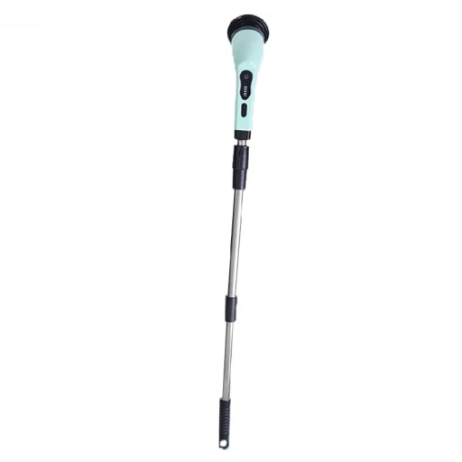 Escova rotativa elétrica sem fios 125 cm com vara telescópica 6 cabeçotes 3000mAh carregamento USB-C escova de limpeza em material ABS