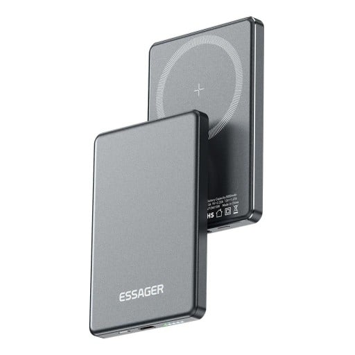 Essager magneettinen langaton powerbank 5000mAh 20W iPhone 16 15 14 13 MagSafe 102,3x68,5x8,8 mm
