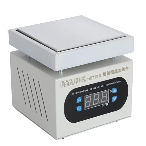 Estação de aquecimento 100 × 100 mm Placa de aquecimento microcontrolada 0–400 °C 350 W Aquecimento uniforme ecrã LED Temperatura ajustável 220 V