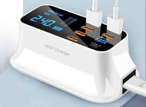 Estação de Carregamento 7 Portos USB / USB-C Quick Charge