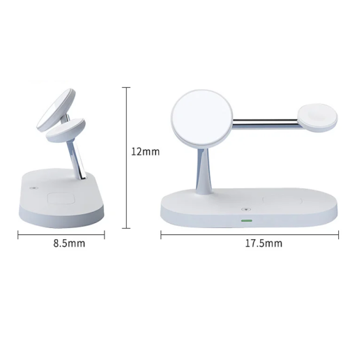 Estação de carregamento rápida sem fios magnética 3 em 1 15W com luz LED USB C carregamento rápido cabo para telefone relógio auriculares com indicador