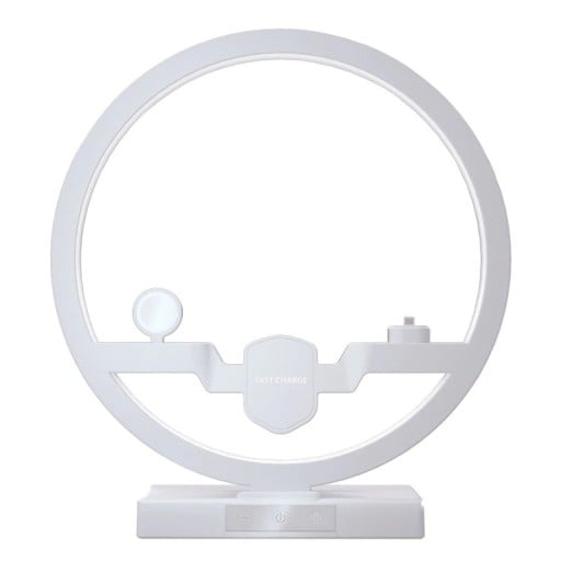 Estação de carregamento sem fios 3 em 1 para iPhone, relógio Apple Watch e auscultores AirPods. Suporte circular. Potência de 10 W