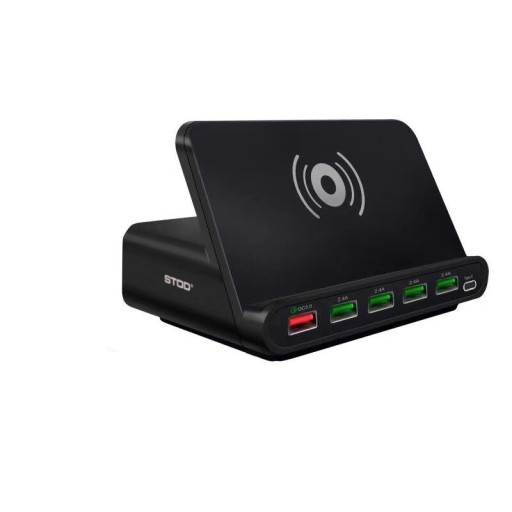 Estação de carregamento sem fios combinada de 6 portas