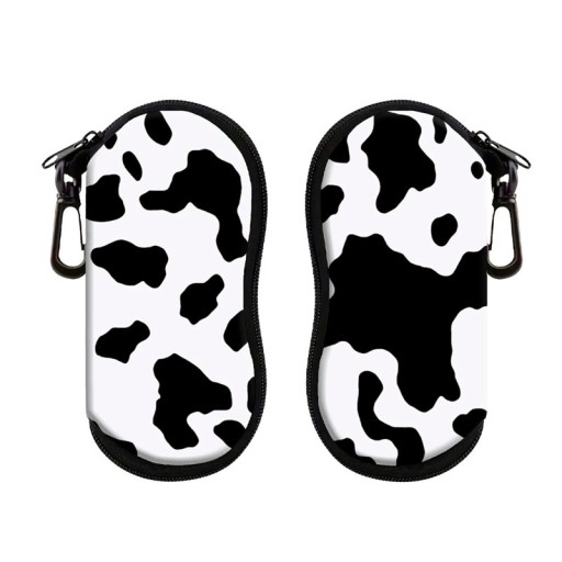 Estojo para óculos 17,9 x 8,5 cm Padrão preto e branco Com fecho de correr e mosquetão Estojo protetor para óculos de grau e óculos de sol