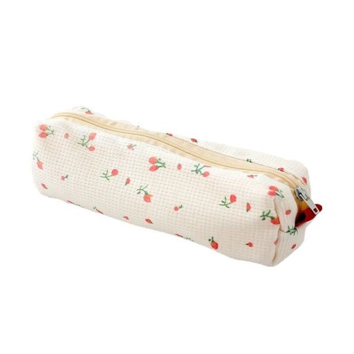 Estuche floral de 18 x 5 x 5 cm, bonito estuche con pequeñas flores, estilo fresco, bolsa de almacenamiento, papelería sencilla, regalo para estudiantes.