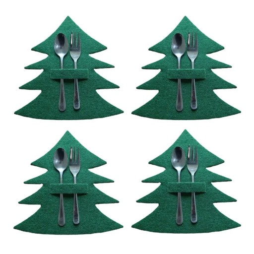 Estuche para cubiertos navideños - árbol 4 piezas V128