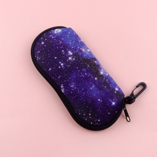 Estuche para gafas 17,9 x 8,5 cm con motivo espacial Cielo nocturno Estrellas Estuche elegante con mosquetón Cierre de cremallera Protección