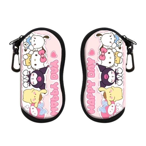 Estuche para gafas 17,9 x 8,5 cm Estuche rígido rosa con cremallera Mosquetón Para colgar Estuche protector con motivos de animales de dibujos