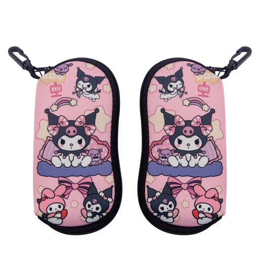 Estuche para gafas 17,9 x 8,5 cm Estuche rosa con motivo de murciélago, lazo y estrella Mosquetón Cierre de cremallera Para niños y adultos