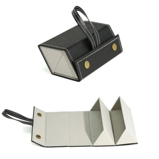 Estuche plegable de cuero para 2 gafas, 16,1 x 6,2 cm, estuche rígido para gafas, estuche de viaje, organizador de gafas