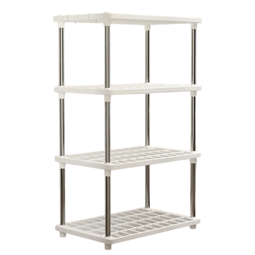 Étagère de rangement 80 x 42 x 22 cm Étagère en plastique blanc avec 4 étagères pour la cuisine et la salle de bain Support multifonction pour cosmétiques et aliments