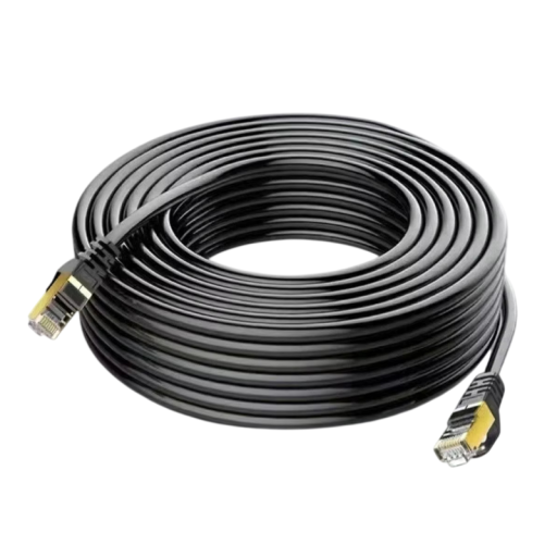 Ethernetový LAN kabel Cat6 RJ45 gigabit 20 m 250 MHz stíněný kulatý černý síťový kabel pro připojení routeru, PC, notebooku a konzole