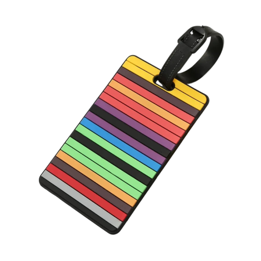 Etichetă pentru bagaje cu dungi colorate 10,5×6,5 cm etichetă de identificare din silicon pentru bagaje