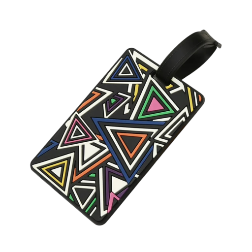 Etichetă pentru bagaje cu model triunghiular colorat 10,5×6,5 cm etichetă de identificare din silicon pentru valiză
