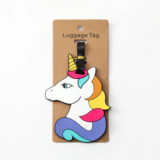 Etichetă pentru bagaje cu motiv de unicorn 10,5 × 10,5 cm etichetă de identificare din silice colorată pentru valiză sau geantă de călătorie