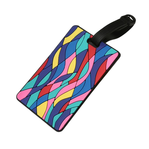 Etiqueta de equipaje con patrón colorido 10,5×6,5 cm etiqueta de silicona para maletas para identificar equipajes al viajar