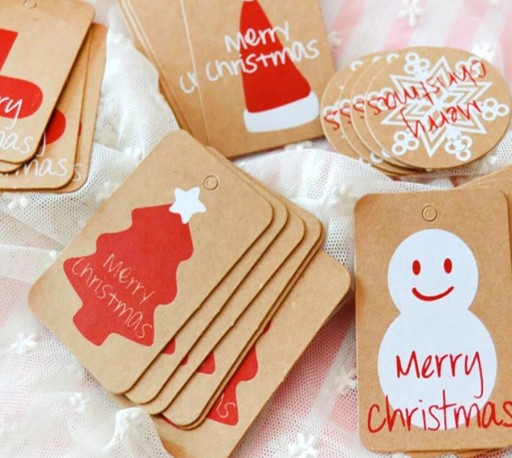 Etiquetas de papel para nombre navideñas, 30 unidades