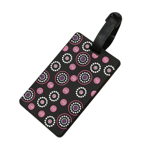 Étiquette de bagage en silicone avec motif circulaire 10,5×6,5 cm étiquette d'identification pour valise pour marquer les bagages