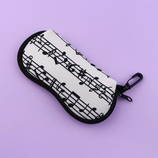 Étui à lunettes 17,9 x 8,5 cm Avec motif de portée de musique Motif musical Mousqueton Fermeture éclair Étui de protection pour lunettes