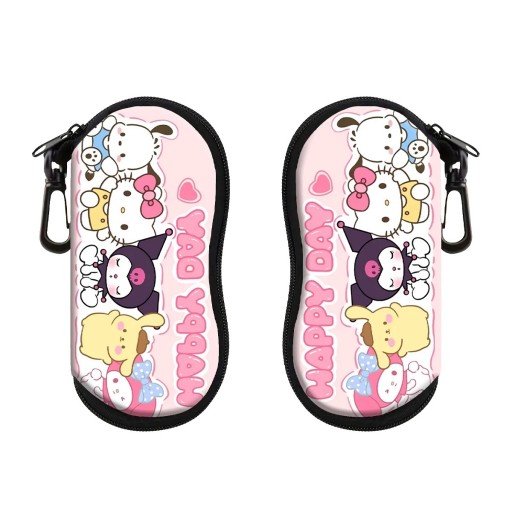 Étui à lunettes 17,9 x 8,5 cm Étui rigide rose avec fermeture éclair Mousqueton Pour suspendre Étui de protection avec motifs d'animaux de dessins animés