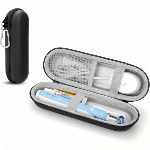 Étui de voyage pour brosse à dents électrique 21 x 7,5 cm Étui rigide en EVA étanche Organiseur pour brosse, chargeur et dentifrice