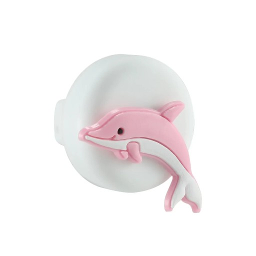 Étui en silicone étanche blanc avec un dauphin rose pour lacets et chaussures d'enfants GPS tracker accessoires 35x27x20mm