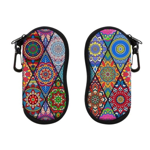 Etui na okulary 17,9 x 8,5 cm z kolorowym motywem mandali Zamek błyskawiczny Karabinek Etui podróżne Ochrona okularów korekcyjnych